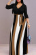 Black Casual Print Patchwork Strap Design V Neck Long Dresses