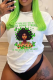 White Casual Street Butterfly Print Letter Print O Neck T-Shirts