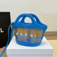 Blue Casual Street Letters Patchwork Knit Contrast Bags