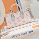 White Pink Street Letters Patchwork Zipper Bags