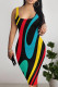 Colour Sexy Geometric Print Contrast U Neck Printed Dresses