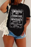 Black Casual Letter Print O Neck T-Shirts