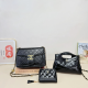 Black Daily Celebrities Solid Color Patchwork Metal Accessories Trim Bags