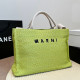 Green Casual Vacation Letters Patchwork Weave Bags