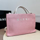 Pink Casual Vacation Letters Patchwork Weave Bags