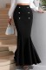 Black Casual Solid Color Basic Skinny High Waist Conventional Plus Size Skirt
