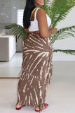 Rose Red Casual Print Fringed Trim Regular High Waist Conventional Full Print Skirts