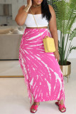 Rose Red Casual Print Fringed Trim Regular High Waist Conventional Full Print Skirts