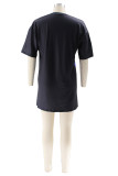 White Casual Animal Print Basic O Neck T-shirt Short Sleeve Dress