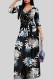 Black Casual Floral Print Basic V Neck Long Dresses