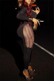 Black Sexy Casual Solid Color Patchwork See-Through U Neck Skinny Jumpsuits