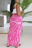 Rose Red Casual Print Fringed Trim Regular High Waist Conventional Full Print Skirts