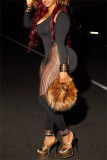Black Sexy Casual Solid Color Patchwork See-Through U Neck Skinny Jumpsuits