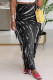 Black Casual Print Fringed Trim Regular High Waist Conventional Full Print Skirts