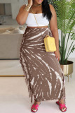 Rose Red Casual Print Fringed Trim Regular High Waist Conventional Full Print Skirts