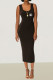 Black Casual Street Letter Print O Neck One Step Skirt Dresses