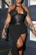 Black Sexy Hot Club Solid Color Backless Halter Irregular Dresses