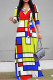 Multicolor Casual Street Daily Geometric Print With Belt Contrast V Neck Printed Dresses