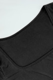 Black Casual Letters Patchwork Hot Drill U Neck Short Sleeve Two Pieces