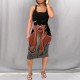Dark Gray Street Print Patchwork Square Neck Wrapped Skirt Dresses
