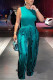 Green Casual Solid Color Fringed Trim O Neck Sleeveless Two Pieces