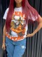 White Casual Street Graffiti Print O Neck T-Shirts