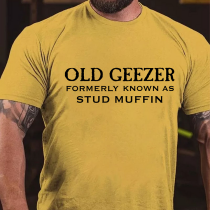 Yellow OLD GEEZER FORMERLY KNOWN AS STUD MUFFIN PRINT T-SHIRT