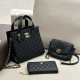 Black Casual Daily Letters Patchwork Metal Accessories Trim Bags
