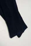 Black Casual Letters Patchwork Hot Drill O Neck Long Sleeve Two Pieces