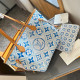Blue Casual Street Letter Print Patchwork Contrast Bags