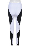 Black Street Patchwork Contrast Skinny Mid Waist Pencil Patchwork Bottoms