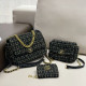 Black Daily Celebrities Solid Color Patchwork Chains Tinsel Weave Bags