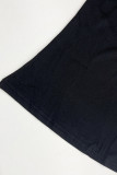Black Casual Letters Patchwork O Neck Long Sleeve Two Pieces