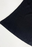 Black Casual Letters Patchwork O Neck Long Sleeve Two Pieces