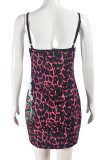 Multicolor Sexy Print Patchwork Backless Spaghetti Strap Sling Dresses