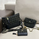 Black Street Celebrities Solid Color Patchwork Tinsel Weave Bags