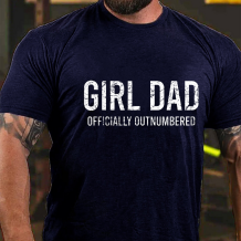 Navy Blue GIRL DAD OFFICIALLY OUTNUMBERED PRINT MEN'S T-SHIRT