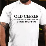 Black OLD GEEZER FORMERLY KNOWN AS STUD MUFFIN PRINT T-SHIRT