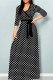 Black And White Casual Print Patchwork Strap Design V Neck Long Dresses