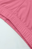 Pink Casual Letters Patchwork U Neck Short Sleeve Two Pieces