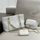 White Daily Celebrities Flowers Metal Accessories Trim Embossed Bags