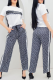 Blue Casual Street Letter Print Draw String Pocket Patchwork O Neck Short Sleeve Two Pieces
