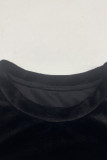 Black Casual Butterfly Patchwork O Neck T-Shirts