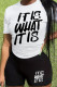 White Casual Letter Print Basic O Neck Short Sleeve Two Pieces