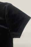Black Casual Butterfly Patchwork O Neck T-Shirts