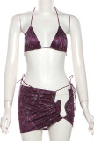 Red Sportswear Print Patchwork Backless Strap Design 3 Piece Sets