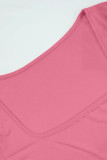 Pink Casual Letters Patchwork U Neck Short Sleeve Two Pieces