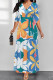Multicolor Street Elegant Floral Print Lace Up V Neck Printed Dresses