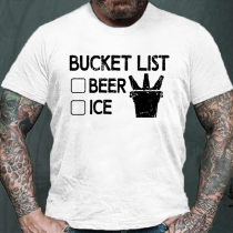 White BUCKET LIST BEER AND ICE PRINTED MEN'S T-SHIRT