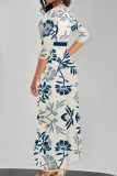 Multicolor Street Elegant Floral Print Lace Up V Neck Printed Dresses